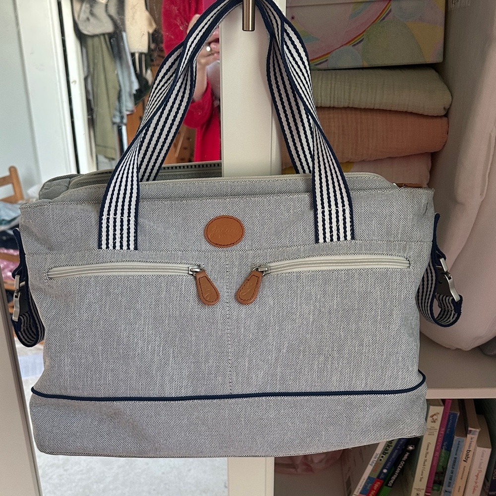 Jacadi Blue Striped Diaper Bag